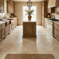 Ivory / Light Travertine 12x12 Cream Tumbled Tile — Kitchen floor
