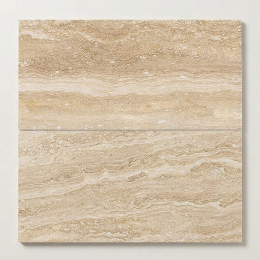 Ivory / Light Travertine 12x24 Cream Filled & Honed Tile close-up
