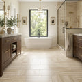 Ivory / Light Travertine 12x24 Cream Filled & Honed Tile — Primary Bath floor