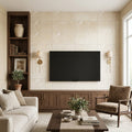 Ivory / Light Travertine 12x24 Cream Filled & Honed Tile — Living Room feature wall