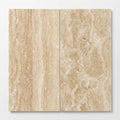 Ivory / Light Travertine 12x24 Cream Filled & Polished Tile close-up