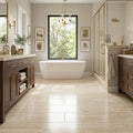 Ivory / Light Travertine 12x24 Cream Filled & Polished Tile — Primary Bath floor