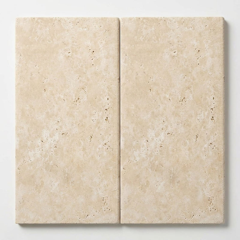 Ivory / Light Travertine 12x24 Cream Tumbled close-up