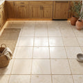 Ivory / Light Travertine 16x16 Cream Tumbled Tile — Kitchen floor