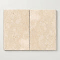 Ivory / Light Travertine 16x24 Cream Unfilled, Brushed & Chiseled Tile close-up