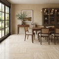 Ivory / Light Travertine 18x18 Cream Filled & Honed Tile — Living Room floor