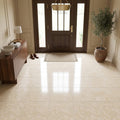Ivory / Light Travertine 18x18 Cream Filled & Polished Tile — Foyer floor