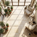 Ivory / Light Travertine 18x18 Cream Tumbled Tile — Sunroom floor