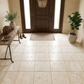 Ivory / Light Travertine 18x18 Cream Unfilled, Brushed & Chiseled Tile — Foyer floor