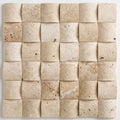 Ivory / Light Travertine 2x2 Cream Round-Faced (CNC-Arched / Wavy) Mosaic close-up