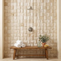 Ivory / Light Travertine 2x2 Cream Round-Faced (CNC-Arched / Wavy) Mosaic — Spa spa interior