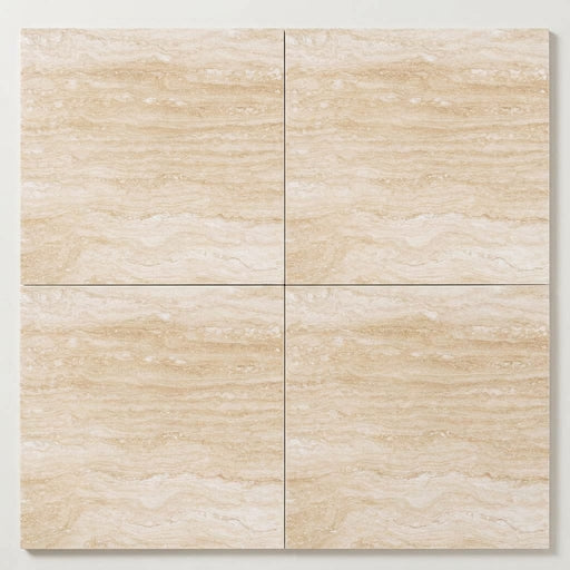 Ivory / Light Travertine 24x24 Cream Filled & Honed Tile close-up