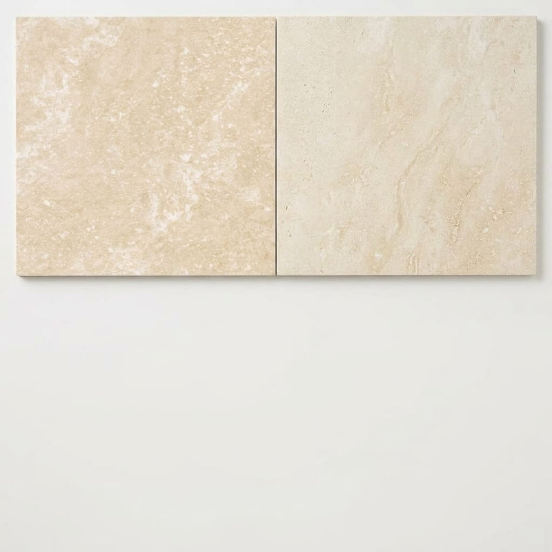 Ivory / Light Travertine 24x24 Cream Filled & Honed Tile close-up