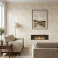 Ivory / Light Travertine 24x24 Cream Filled & Polished Tile — Living Room feature wall