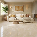 Ivory / Light Travertine 24x24 Cream Filled & Polished Tile — Living Room floor