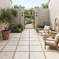 Ivory / Light Travertine 24x24 Cream Tumbled Paver — Courtyard paving