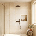 Ivory / Light Travertine 24x24 Cream Tumbled Tile — Bathroom shower wall