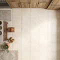 Ivory / Light Travertine 24x24 Cream Tumbled Tile — Kitchen floor