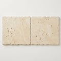 Ivory / Light Travertine 24x24 Cream Unfilled, Brushed & Chiseled Tile close-up