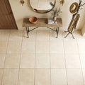 Ivory / Light Travertine 24x24 Cream Unfilled, Brushed & Chiseled Tile — Foyer floor
