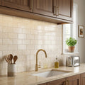 Ivory / Light Travertine 3x6 Cream Filled & Honed Tile — Kitchen backsplash
