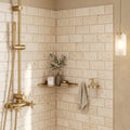 Ivory / Light Travertine 3x6 Cream Honed Tile — Bathroom shower wall