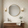 Ivory / Light Travertine 3x6 Cream Honed Tile — Bathroom wall