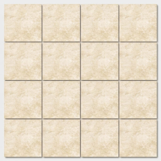 Ivory / Light Travertine 4x4 Cream Filled & Honed Tile close-up