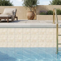 Ivory / Light Travertine 4x4 Cream Filled & Honed Tile — Swimming Pool waterline