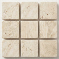 Ivory / Light Travertine 5/8x5/8 Cream Tumbled Mosaic close-up
