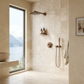 Ivory / Light Travertine 6x12 Cream Filled & Honed Tile — Bathroom shower wall