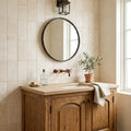 Ivory / Light Travertine 6x12 Cream Tumbled Tile — Bathroom wall
