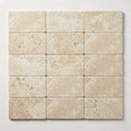 Ivory / Light Travertine 6x12 Cream Tumbled Tile close-up