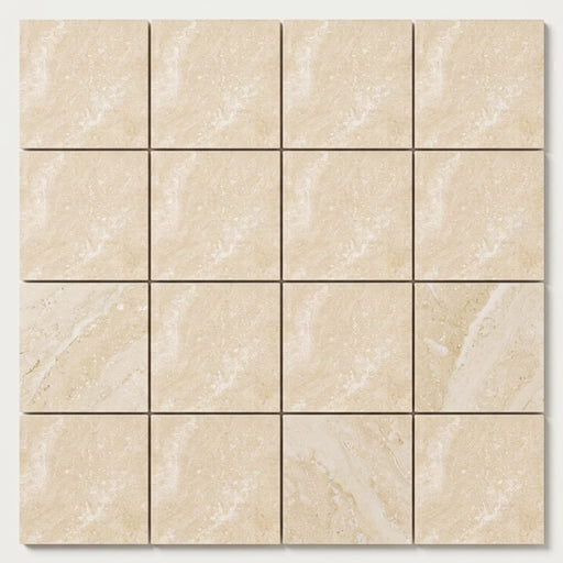 Ivory / Light Travertine 6x6 Cream Filled & Honed Tile close-up