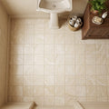 Ivory / Light Travertine 6x6 Cream Filled & Honed Tile — Powder Room floor