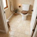 Ivory / Light Travertine 6x6 Cream Tumbled Tile — Bathroom floor