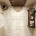 Ivory / Light Travertine 9x9 Cream Honed Shelf tile — Foyer floor