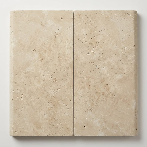 Ivory Travertine Coping 12x24 Bullnose 5 cm close-up