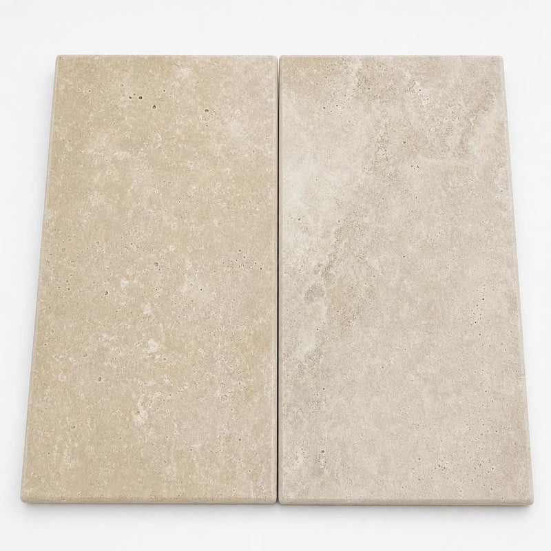 Ivory Travertine Coping 12x24 Eased 5 cm close-up