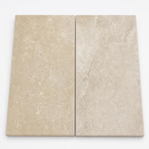 Ivory Travertine Coping 12x24 Eased 5 cm close-up