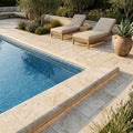Ivory Travertine Coping 12x24 Tumbled Bullnose 3 cm pool coping — Swimming Pool pool edge drop-face coping