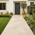 Ivory Travertine Paver 16x24 Tumbled 1.25 inch — Front Yard walkway