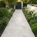 Ivory Travertine Paver 16x24 Tumbled 1.25 inch — Garden path