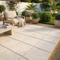Ivory Travertine Paver 24x24 Tumbled 1.25 inch — Backyard patio