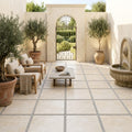Ivory Travertine Paver 24x24 Tumbled 1.25 inch — Courtyard paving