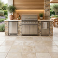 Ivory Travertine Paver 24x24 Tumbled 1.25 inch — Outdoor Kitchen floor