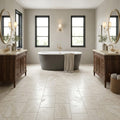 Ivory Travertine Tile 12x24 Honed, Filled — Bathroom floor