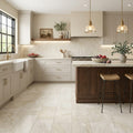 Ivory Travertine Tile 12x24 Honed, Filled — Kitchen floor