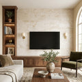 Ivory Travertine Tile 12x24 Honed, Filled — Living Room feature wall