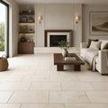 Ivory Travertine Tile 12x24 Honed, Filled — Living Room floor